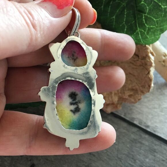 Rainbow Solar Quartz Sterling Silver Pendant - Picture 3 of 3
